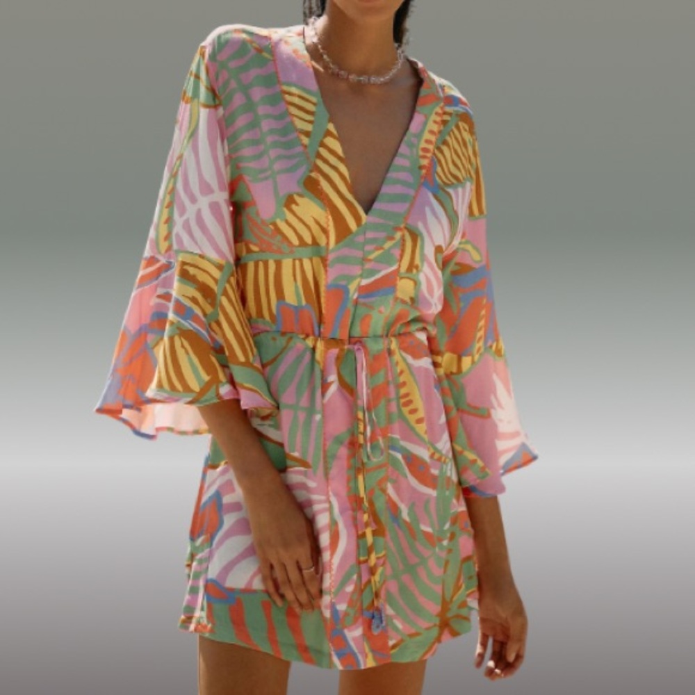 Maaji Beach Coverup Kaftan Dress Vibrant Tropical Dress